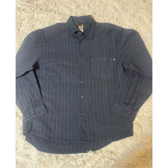 Men long sleeve herringbone cord button down shirt L - Picture 1 of 6